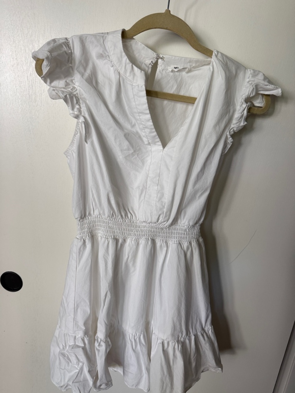 Girls' White Ruffle Sleeve Casual Dress